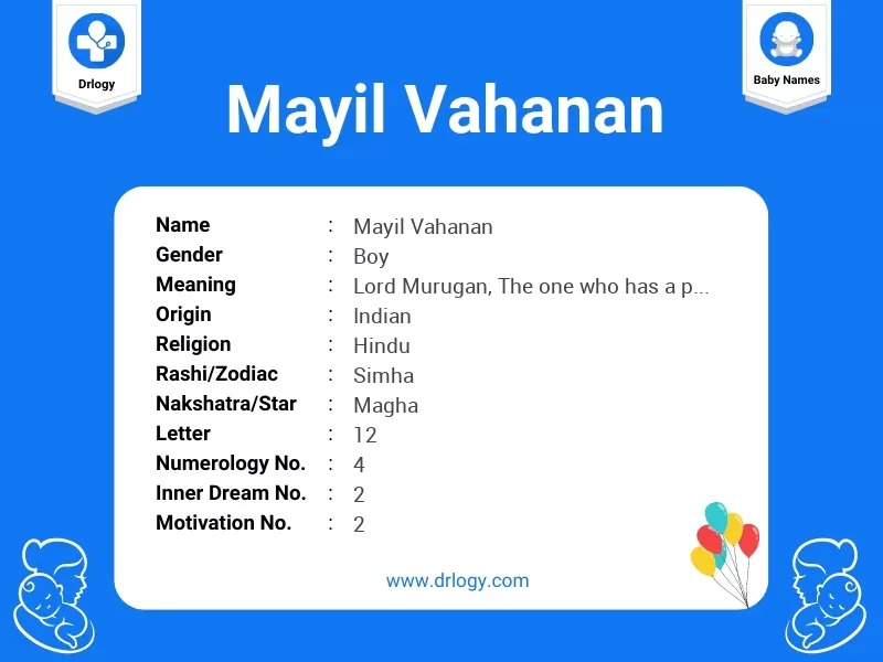 Mayil Vahanan Name Meaning